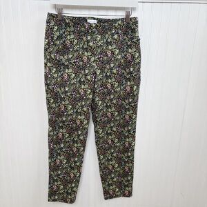 J. Jill Live In Chino Black & Multicolor Floral Ankle Pants Women’s Size 8
